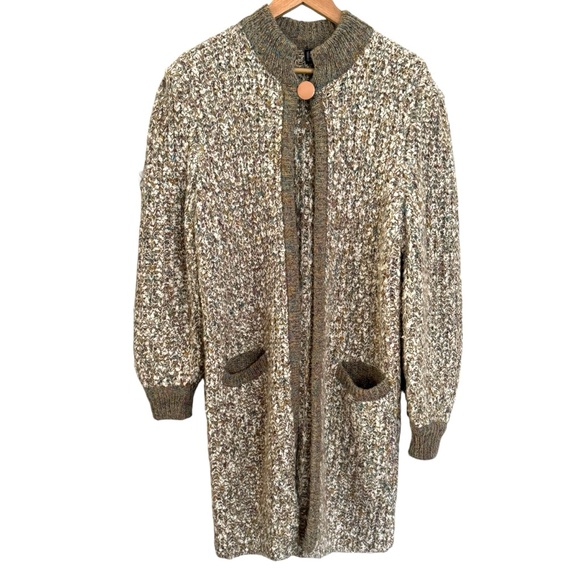 Vintage Le Chois Heavy Thick Knit Longline Cardigan Sweater Size Medium - Picture 10 of 10